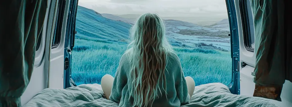 Entspannte Person mit Blick in die Natur