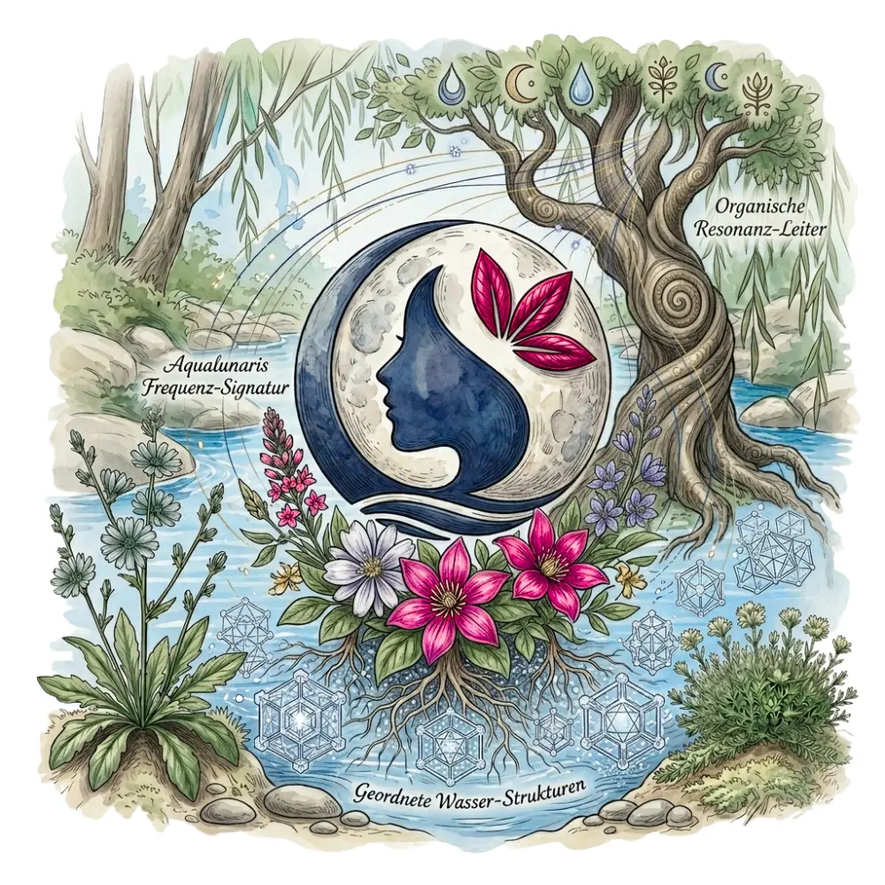 AquaLunaris-Logo mit Wasser Narturlandschaft